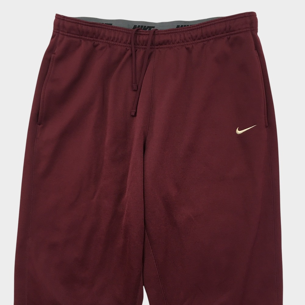 VINTAGE Nike Mens Y2K Therma-FIT Sweatpants Burgundy Maroon Fleece Joggers 3XL